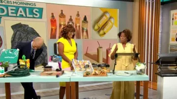 Ann Taylor Linen Tie Waist Midi Dress portée par Gayle Bass vue dans CBS Mornings le 18 avril 2023