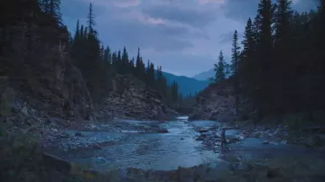 Sheep River Falls in Kananaskis Country as seen in The Last of Us TV series filming locations (Season 1 Episode 3)