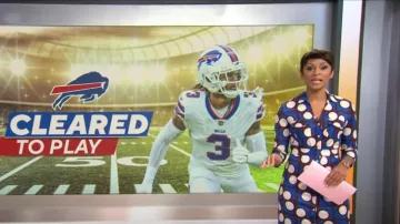 J. McLaughlin Brynn Robe en coquelicot de Malmö portée par Jericka Duncan vue dans CBS Mornings le 19 avril 2023