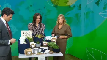 Max Mara Ughetta Balloon Sleeve Stretch Cotton Shirtdress usado por Tory Johnson como se ve en Good Morning America el 19 de abril de 2023