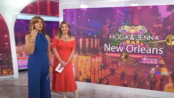 Black Halo Zana Twisted Halter-Neck Jumpsuit worn by Hoda Kotb as seen in Today with Hoda & Jenna on April 19, 2023