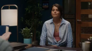 Derek Lam 10 Crosby Striped Button Up Blouse worn by Samantha Fink (Sofia Black-D'Elia) as seen in Single Drunk Female (S02E03)
