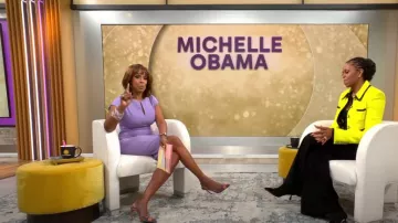 Nora Gardner Daphne Robe en lilas de Gayle King vue dans CBS Mornings le 20 avril 2023