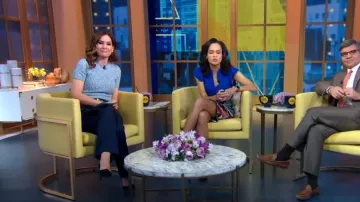 Sandro Ginna Marled-Knit Short-Sleward Sweater porté par Rebecca Jarvis vu dans Good Morning America le 20 avril 2023