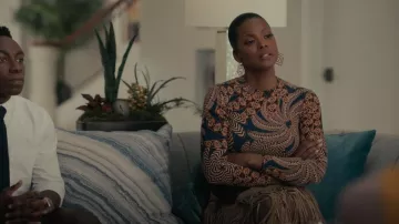 Farm Rio Navy Yawanawa Vanahu Lenzing™ Ecovero™ Viscose Bodysuit worn by Vivian Banks (Cassandra Freeman) as seen in Bel-Air (S02E09)