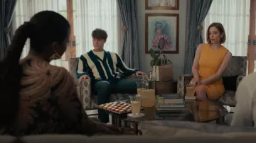 Zara Ver­ti­cal Striped Cardi­gan worn by Connor Satterfield (Tyler Barnhardt) as seen in Bel-Air (S02E09)