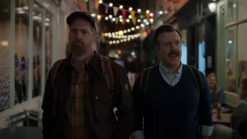 Belstaff coat jacket worn by Coach Beard (Brendan Hunt) as seen in Ted Lasso (S03E01)