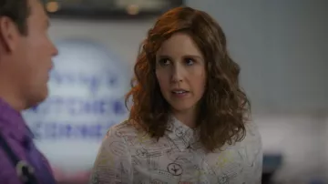Alice + Olivia Willa Shirt in Globe Trotter worn by Joanna Gold (Vanessa Bayer) as seen in I Love That for You (S01E01)