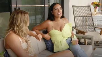 Alice + olivia Beline Spaghetti Strap Bow Crop Top worn by Danielle Olivera as seen in Summer House (S07E10)