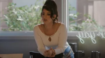 Cynthia Rowley Bonded Fit and Flare Pantalones en azul Butterfly usados por Beth Ann (Ayden Mayeri) como se ve en I Love That for You (S01E04)