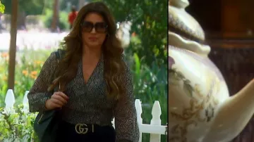 Gucci GG Marmont Lizard Buckle Leather Belt usado por Emily Simpson como se ve en The Real Housewives of Orange County (S16E13)