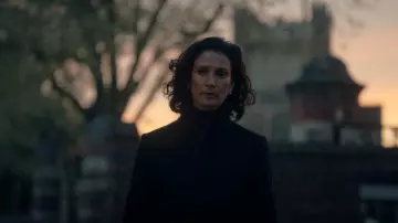 Vero moda High Neck Reg­u­lar Sleeves Coat worn by Ingrid Farrow (Indira Varma) as seen in Obsession (S01E04)