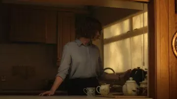 Zara Blue Blouse worn by Anna Barton (Charlie Murphy) as seen in Obsession (S01E04)