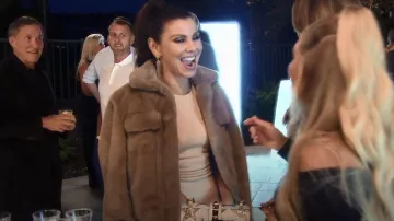 Alice + Olivia Leandra Faux Leather Belted Dress worn by Heather Dubrow as seen in The Real Housewives of Orange County (S16E14)