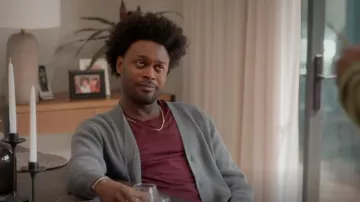 Golden Goose Gray Cotton Cardigan worn by Noah Koles (Echo Kellum) as seen in Grand Crew (S02E08)