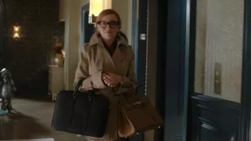 Alexander McQueen Peplum Trench worn by Anna Delvey (Julia Garner) as seen in Inventing Anna (S01E05)