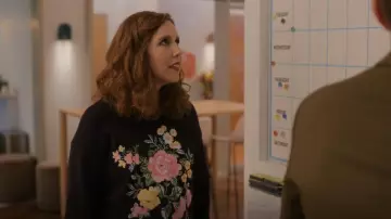 Loft Floral Embroidered Sweater worn by Joanna Gold (Vanessa Bayer) as seen in I Love That for You (S01E08)