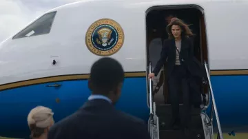 Theory Treeca Double Knit Ankle Pants worn by Ambassador Kate Wyler (Keri Russell) as seen in The Diplomat (S01E01)
