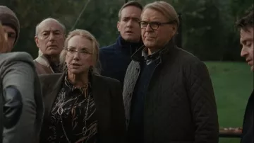 Paul Stuart Belsetta Quilted Field Coat worn by Karl Muller (David Rasche) as seen in Succession (S04E05)