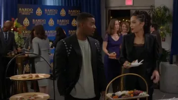 Alexander McQueen Rivet-Shoulder Single-Breasted Jacket worn by Spencer James (Daniel Ezra) as seen in All American (S05E17)