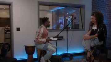 BDG Light Wash Patchwork Dad Jeans worn by Tyrone Morris (Demetrius Shipp Jr.) as seen in All American (S05E17)