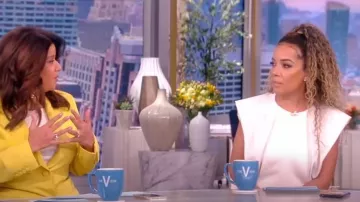 Proenza Schouler Draped Crepe Top worn by Sunny Hostin as seen in The View on April 24, 2023