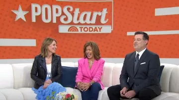 Cinq a Sept Kris Ruched Sleeve Double Breatsed Blazer worn by Hoda Kotb as seen in Today on April 21, 2023