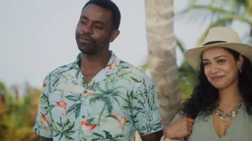 Old Navy Short Sleeve Printed Poplin Camp Shirt worn by Dan Graham (Reggie Austin) as seen in Fantasy Island (S02E10)
