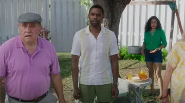 Zara Shirt Beige Button Down Shortsleeve Casual worn by Dan Graham (Reggie Austin) as seen in Fantasy Island (S02E10)