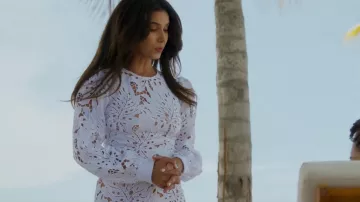 Michael Kors Palm Lace Mini Dress worn by Elena Roarke (Roselyn Sánchez) as seen in Fantasy Island (S02E11)