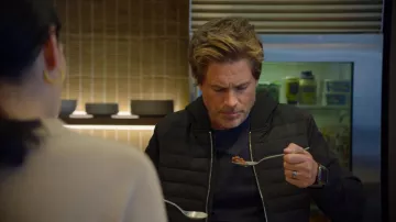 Reiss Hoodie zip vest worn by Ellis Dragon (Rob Lowe) in Unstable TV show outfits (S01E01)