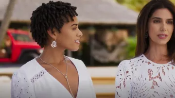 Chicos Blue Multi Chandelier Earrings worn by Ruby Akuda (Kiara Barnes) as seen in Fantasy Island (S02E11)