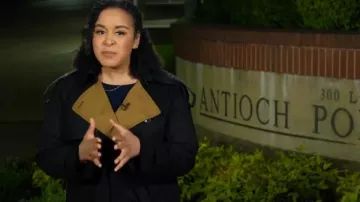 Banana Republic Contrast Twill Trench porté par Elise Preston comme vu dans CBS Mornings le 21 avril 2023