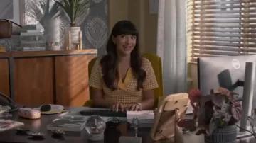 Derek Lam 10 Crosby Merlin Knit Polo Top worn by Sam (Hannah Simone) as seen in Not Dead Yet (S01E11)