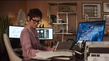 Pink V-Neck Button Down Blouse worn by Hope Van Dyne / The Wasp (Evangeline Lilly) in Ant-Man and the Wasp: Quantumania