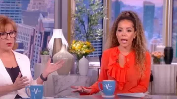 Victoria Beckham Ruffled Silk Blouse worn by Sunny Hostin as seen in The View on April 25, 2023