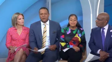 Flora Bea NYC Milo Wrap Dress In Sunrise Avenue worn by Dylan Dreyer as seen in Today on  April 26, 2023