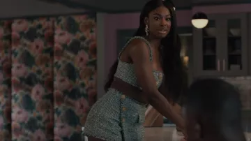 Self Portrait High Waisted Tweed Shorts worn by Hilary Banks (Coco Jones) as seen in Bel-Air (S02E10)