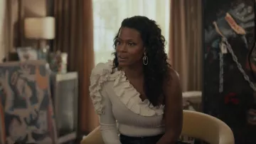 Zimmermann Ruffle Detail One Shoulder Top worn by Vivian Banks (Cassandra Freeman) as seen in Bel-Air (S02E10)