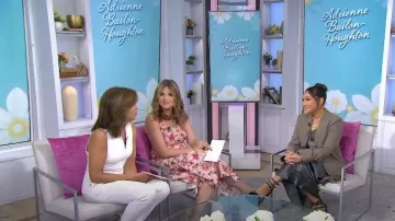 LK Bennett Essie Pink Chine Floral Print Raw Silk Dress worn by Jenna Bush Hager as seen in  Today with Hoda & Jenna on April 28, 2023