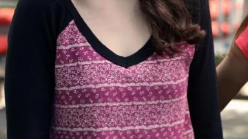 Purple Floral Top worn by Camille Roberts (Erin Sanders) in Big Time Rush TV show (S03E02)