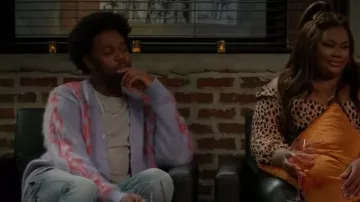 Obey Temple Cardigan worn by Noah Koles (Echo Kellum) as seen in Grand Crew (S02E09)