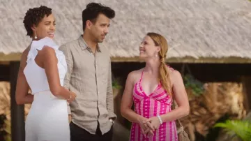 Zara Openwork Embroidered Halterneck Dress worn by as seen in Fantasy Island (S02E12)