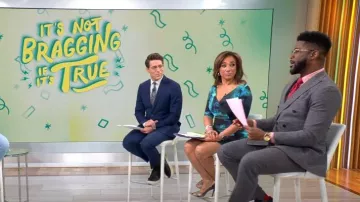 La Petite Robe di Chiara Boni Robe de cocktail fleurie à 3/4 manches froncé portée par Michelle Miller comme vu dans CBS Mornings le 1er mai 2023