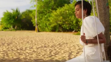 Zara Cro­chet And Linen Mi­di Skirt worn by Ruby Akuda (Kiara Barnes) as seen in Fantasy Island (S02E12)