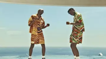 Domenico Formichetti print shorts worn by Tiakola in MHD's Pololo music video