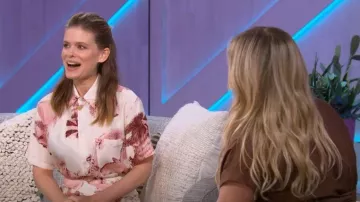 Stella McCartney All-over Graphic Print Silk Shirt worn by Kate Mara in The Kelly Clarkson Show on May 2, 2023