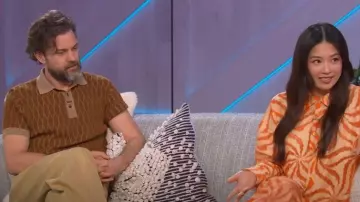 King and Tuckfield Textured Pattern Meriono Wool Polo worn by Joshua Jackson as seen in The Kelly Clarkson Show on May 3, 2023