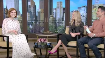 HVN Cecilia Caped Dress in Bouquet worn by Ellie Kemper as seen in LIVE with Kelly and Mark on May 2, 2023