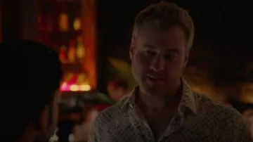 Club Room Leaf Print linen Short Sleeve Shirt worn by Luther Tenet (Mike O'Gorman) as seen in True Lies (Season 1 Episode 10)